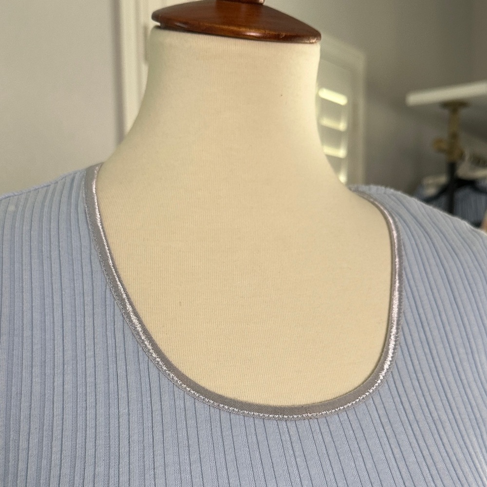 Sky Blue Ribbed Women's Top - Picture 2 of 7